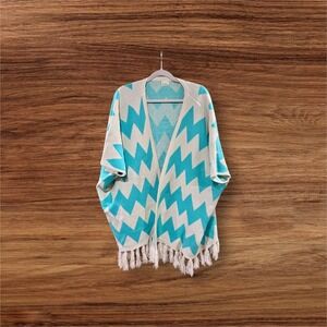 Cocolove Womens Geometric Zigzag Kimono Cardigan Shawl Tassels, One Size